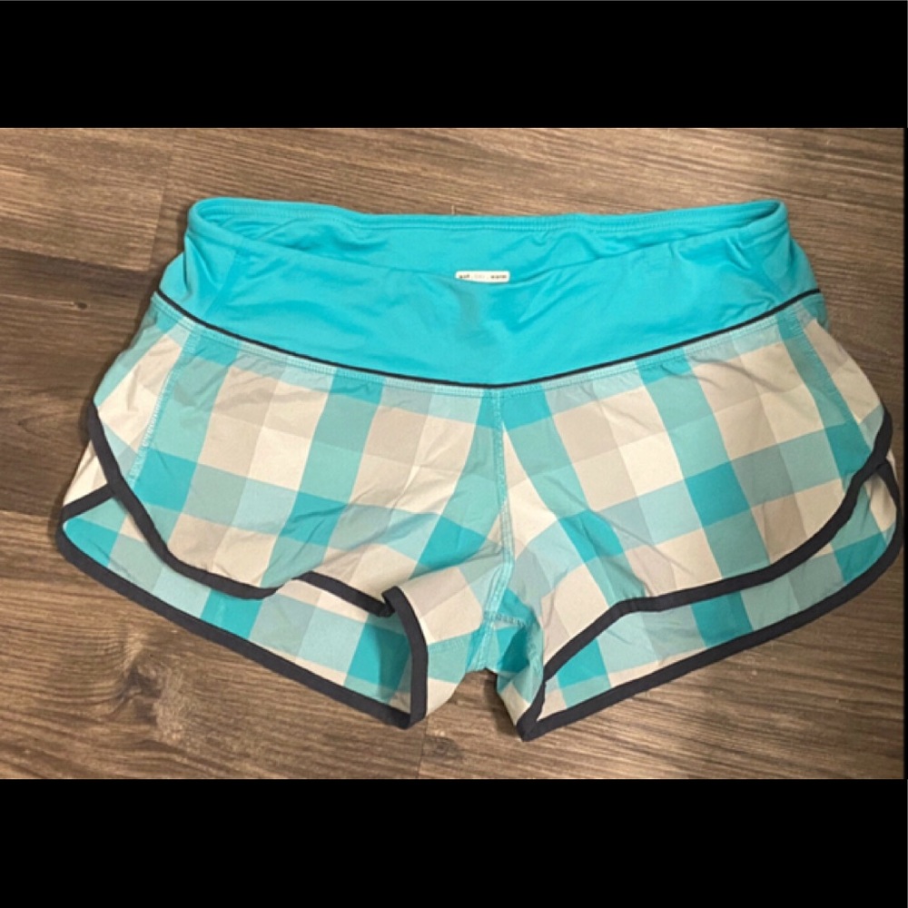 Lululemon Speed Shorts Checkmate Lagoon Gros Gingham